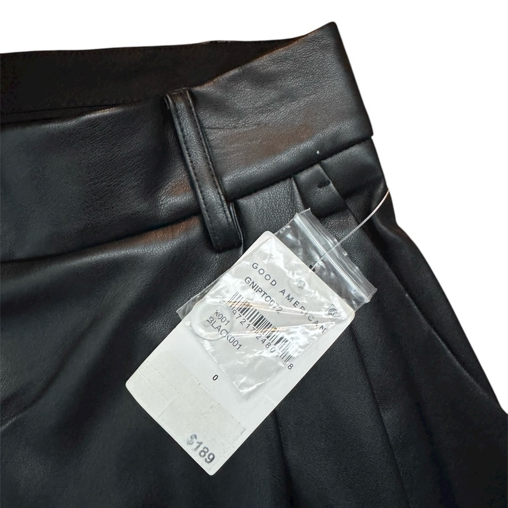 Good American Faux Leather Pleated Wide Leg Pants - Picture 7 of 7